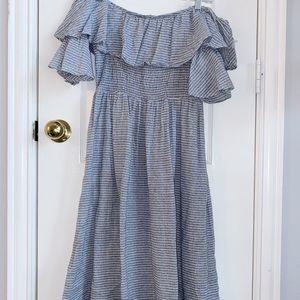 gray ruffled dress